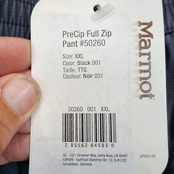 Marmot Mens PreCip Full Zip Pant Shell XXL Black Waterproof Outdoor Gorpcore $90 - Picture 11 of 16
